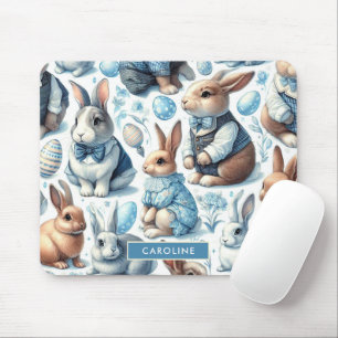 Cute Vintage Rabbit Seamless Mouse Mat