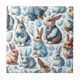Cute Vintage Rabbit Seamless Tile