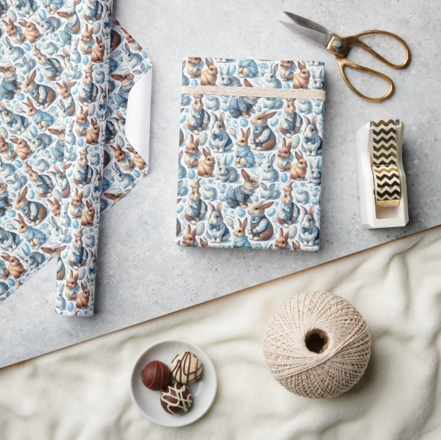Cute Vintage Rabbit Seamless Wrapping Paper (Crafts)