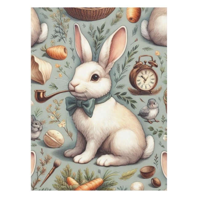 Cute Vintage Rabbit Tablecloth (Front)