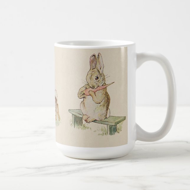 CUTE VINTAGE RABBIT WITH CARROT,  BUNNY MUG (Right)