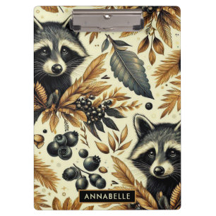 Cute Vintage Racoon Pattern Clipboard