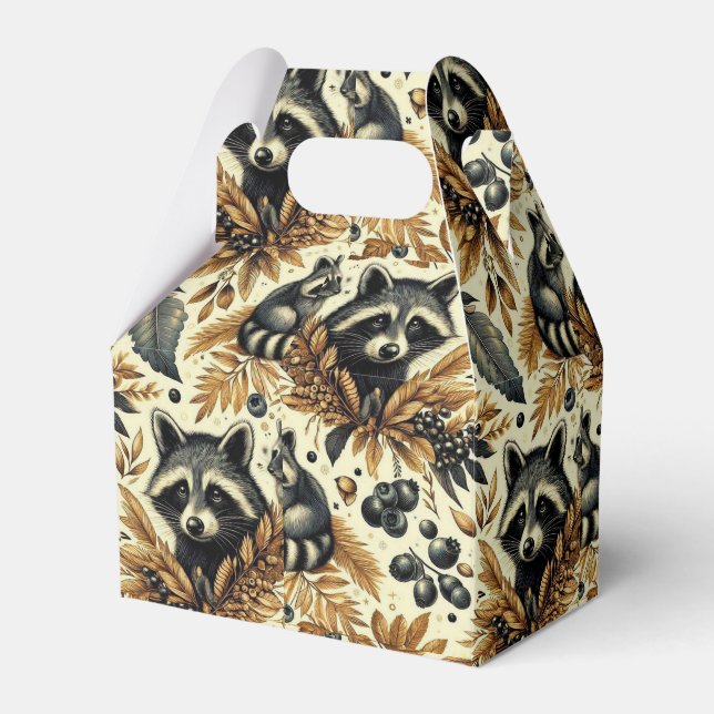 Cute Vintage Racoon Pattern Favour Box (Front Side)