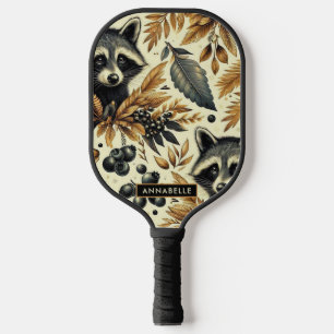 Cute Vintage Racoon Pattern Pickleball Paddle