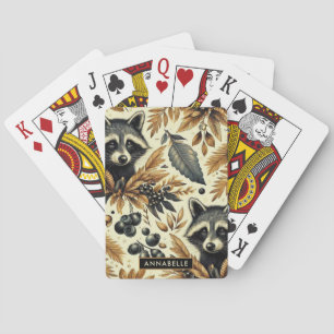 Cute Vintage Racoon Pattern Playing Cards