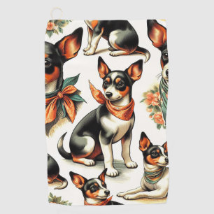 Cute Vintage Rat Terrier Seamless Golf Towel