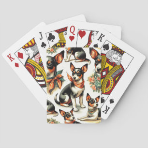Cute Vintage Rat Terrier Seamless Playing Cards