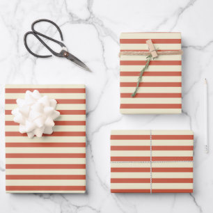 Cute Vintage Red and White Striped Pattern Wrapping Paper Sheet