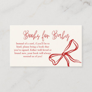 Cute Vintage Red Bow Books for Baby Enclosure Card