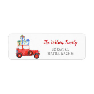 Cute Vintage Red Christmas Car Address