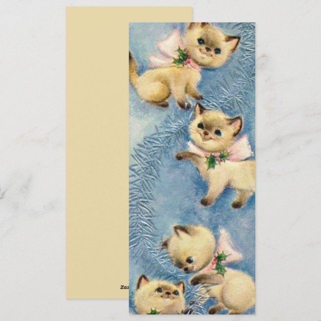 Cute Vintage Retro Cats Kittens  Holiday Card (Front/Back)