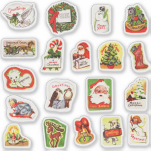 Cute Vintage Retro Christmas Envelope Seals Set
