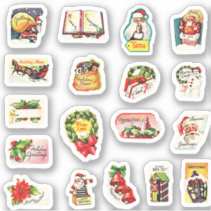 Cute Vintage Retro Christmas Envelope Seals Set