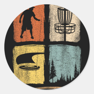 Cute Vintage Retro Disc Golf Funny Where's The Fri Classic Round Sticker