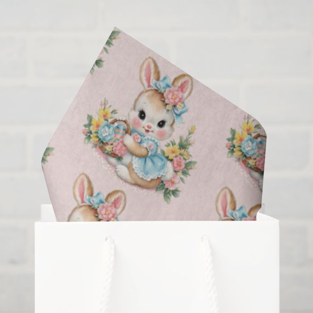 Cute Vintage Retro Easter Bunny Decoupage Tissue Paper (Gift Bag)