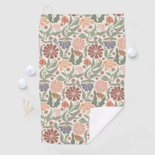 Cute Vintage Retro Flowers Golf Towel
