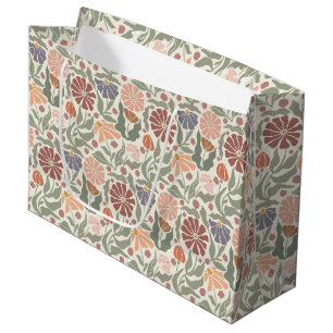 Cute Vintage Retro Flowers Large Gift Bag