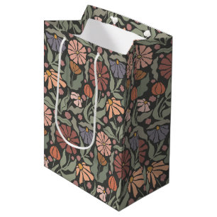 Cute Vintage Retro Flowers Medium Gift Bag