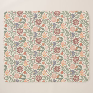 Cute Vintage Retro Flowers Sherpa Blanket