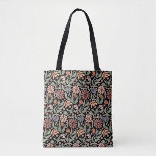 Cute Vintage Retro Flowers Tote Back Bag