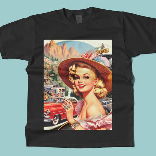 Cute Vintage Retro Girl Painting T-Shirt