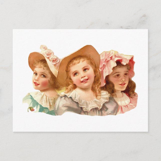 Cute Vintage Retro Girls Postcard (Front)