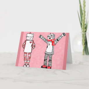 Cute Vintage Robots Valentine's Day Card