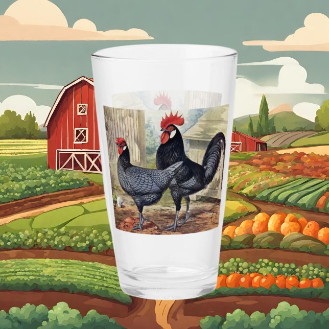 Cute vintage rooster hen Country glass (Creator Uploaded)
