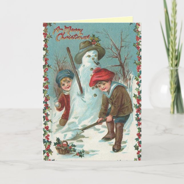 Cute Vintage Santa Christmas Card (Front)