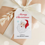 Cute Vintage Santa Christmas Gift Tag<br><div class="desc">This cute gift tag features a cheerful vintage Santa face on a white background that you can personalise with your personal or family name. The back has a snowflake pattern. This Christmas gift tag is a fun way to say THANK YOU for coming to your Christmas or holiday theme party!...</div>