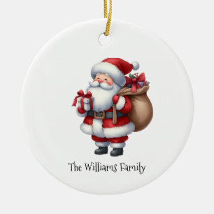 Cute Vintage Santa Claus Christmas Ceramic Tree Decoration