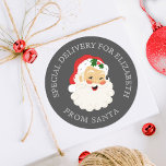 Cute Vintage Santa Claus Christmas Classic Round S Classic Round Sticker<br><div class="desc">Cute vintage Santa Claus Christmas stickers with a grey background! Fun for wrapping your kids Christmas gifts. Comes in a variety of colours. Designed for you by Blackberry Boulevard.</div>