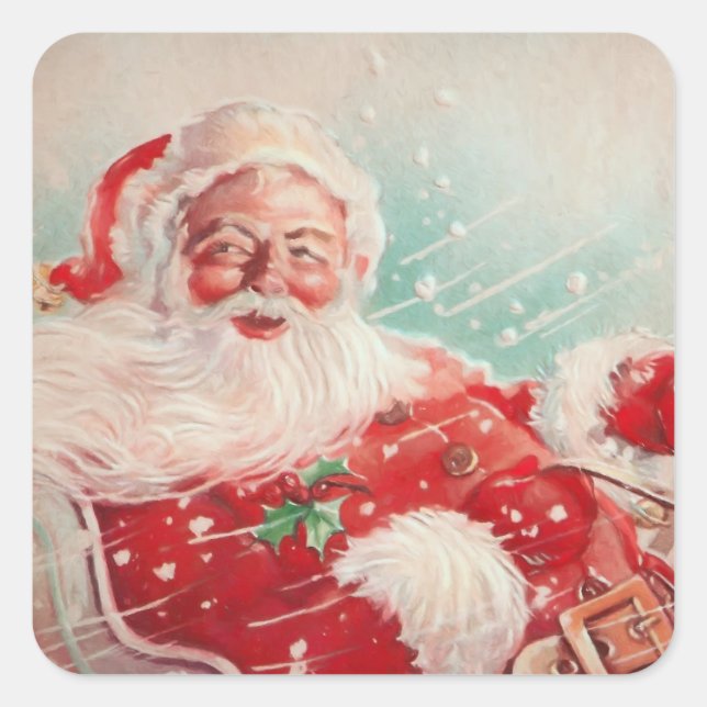 Cute vintage Santa Claus Square Sticker (Front)