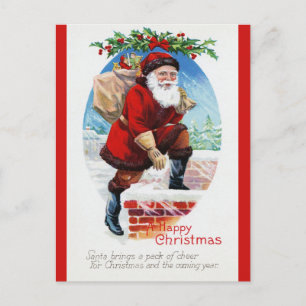 Cute Vintage Santa Victorian Christmas Postcard