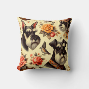 Cute Vintage Schnauzer  Cushion
