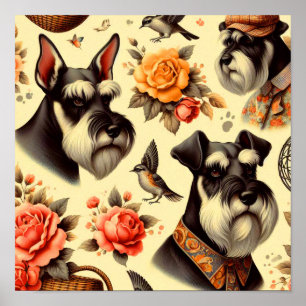 Cute Vintage Schnauzer Poster