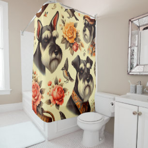 Cute Vintage Schnauzer  Shower Curtain
