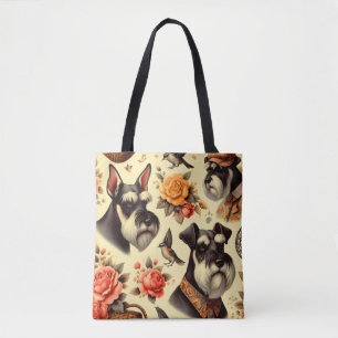 Cute Vintage Schnauzer Tote Bag