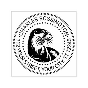 Cute Vintage Sea Otter Drawing #2 Name Address Self-inking Stamp