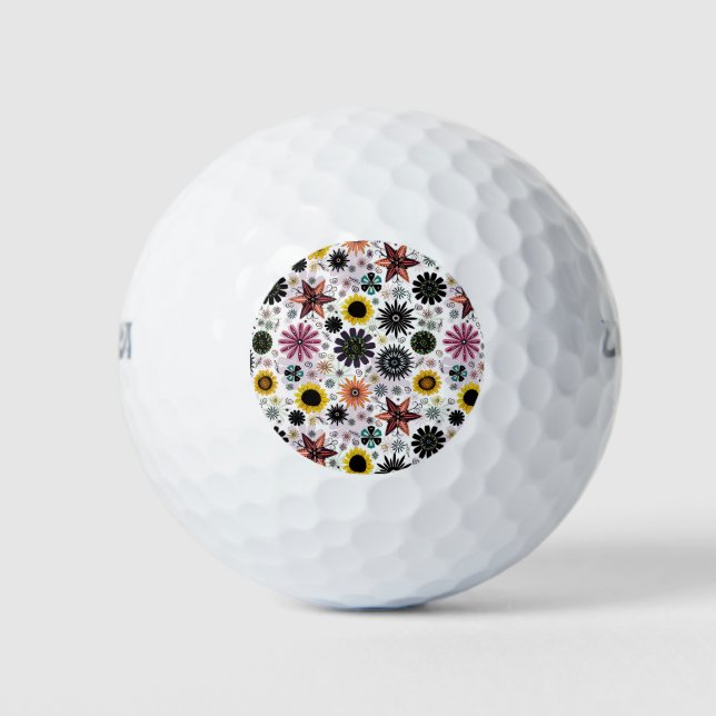 Cute vintage seamless flowers pattern golf balls (Front)