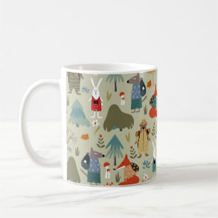 Cute vintage seamless pattern with taiga animals. coffee mug