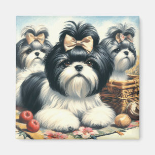 Cute Vintage Shih-Tzu Painting Magnet