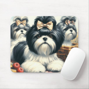 Cute Vintage Shih-Tzu Painting Mouse Mat
