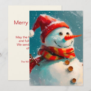 Cute Vintage Snowman Christmas Card