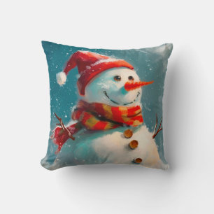 Cute Vintage Snowman Christmas Cushion