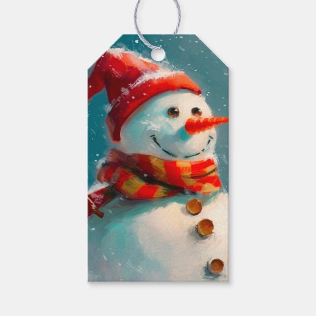 Cute Vintage Snowman Christmas Gift Tags (Front)
