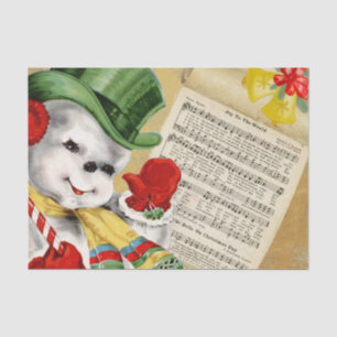 Cute Vintage Snowman Christmas Joy to the World Tissue Paper