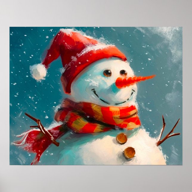 Cute Vintage Snowman Christmas  Poster (Front)