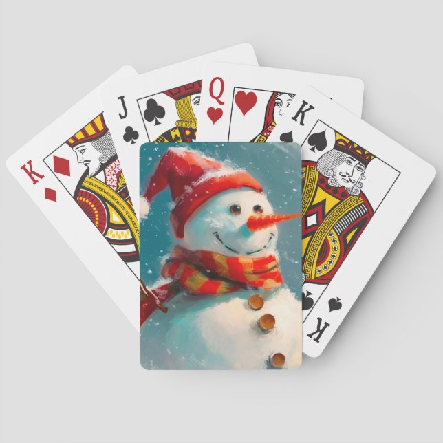 Cute Vintage Snowman Classic Playing Cards (Back)