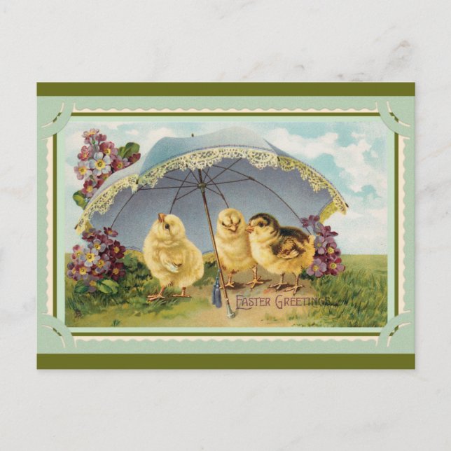 Cute Vintage Spring Chicks Easter Greetings Postcard (Front)
